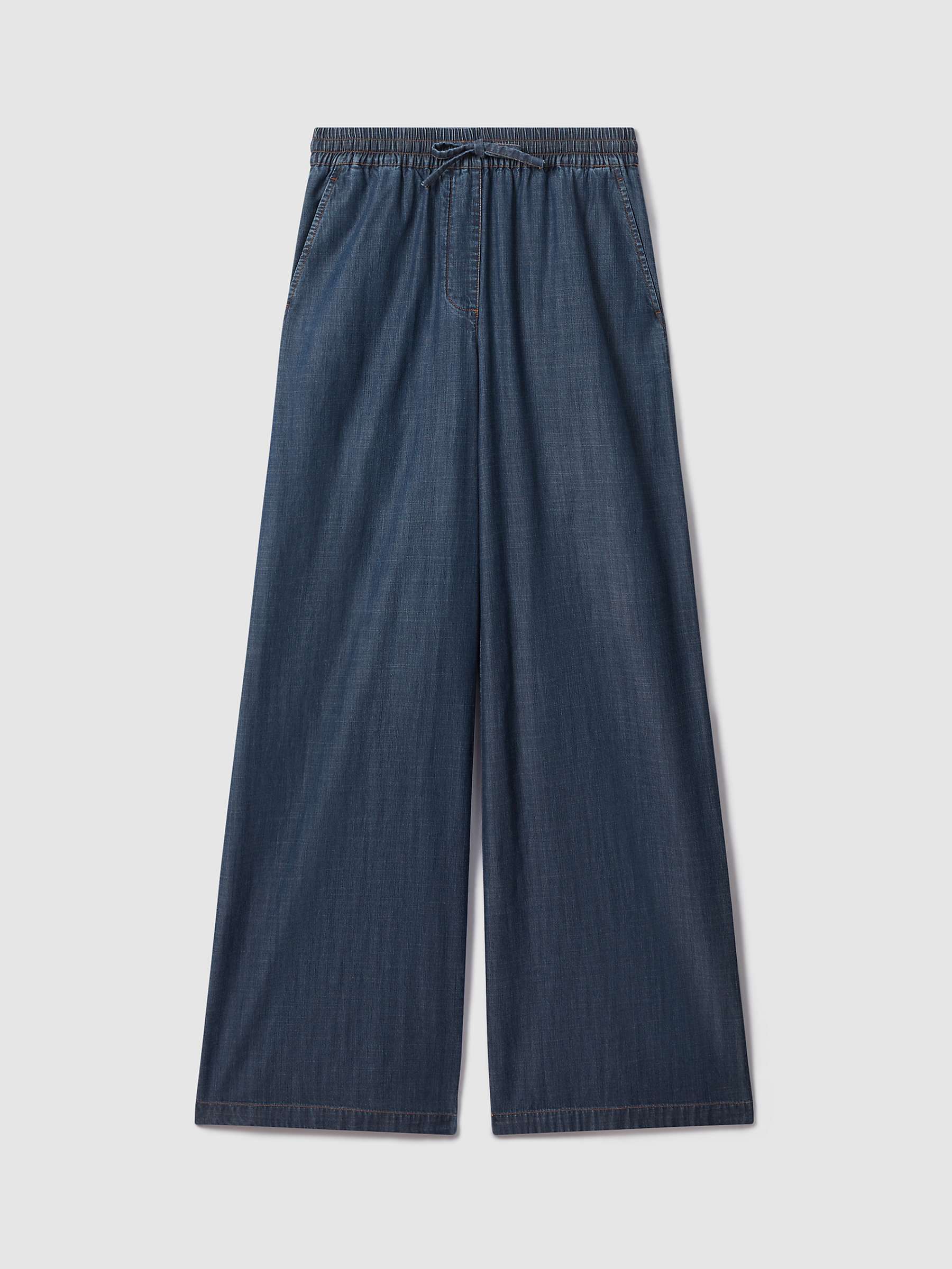 Buy Reiss Carter Denim Wide Leg Trousers, Dark Blue Online at johnlewis.com