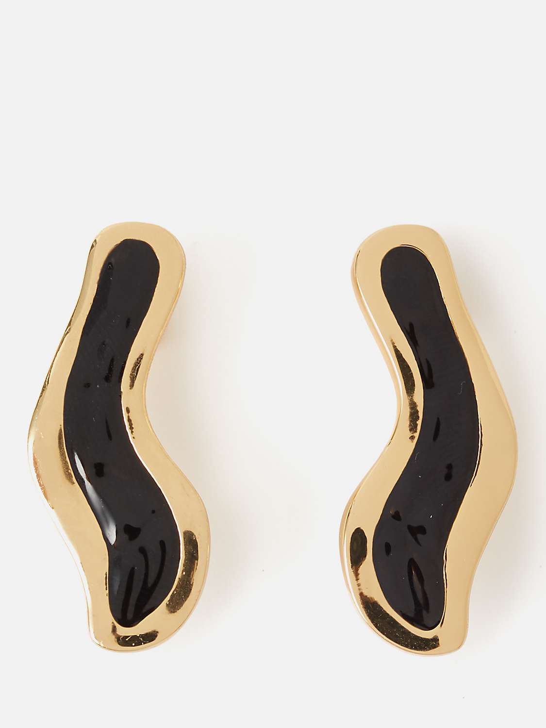 Buy Jigsaw Organic Enamel Inlay Earrings, Gold/Black Online at johnlewis.com