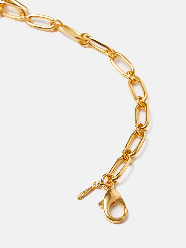 Jigsaw Trombone Link Chain T-Bar Necklace, Gold