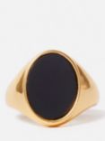 Jigsaw Onyx Oval Signet Ring, Gold/Black