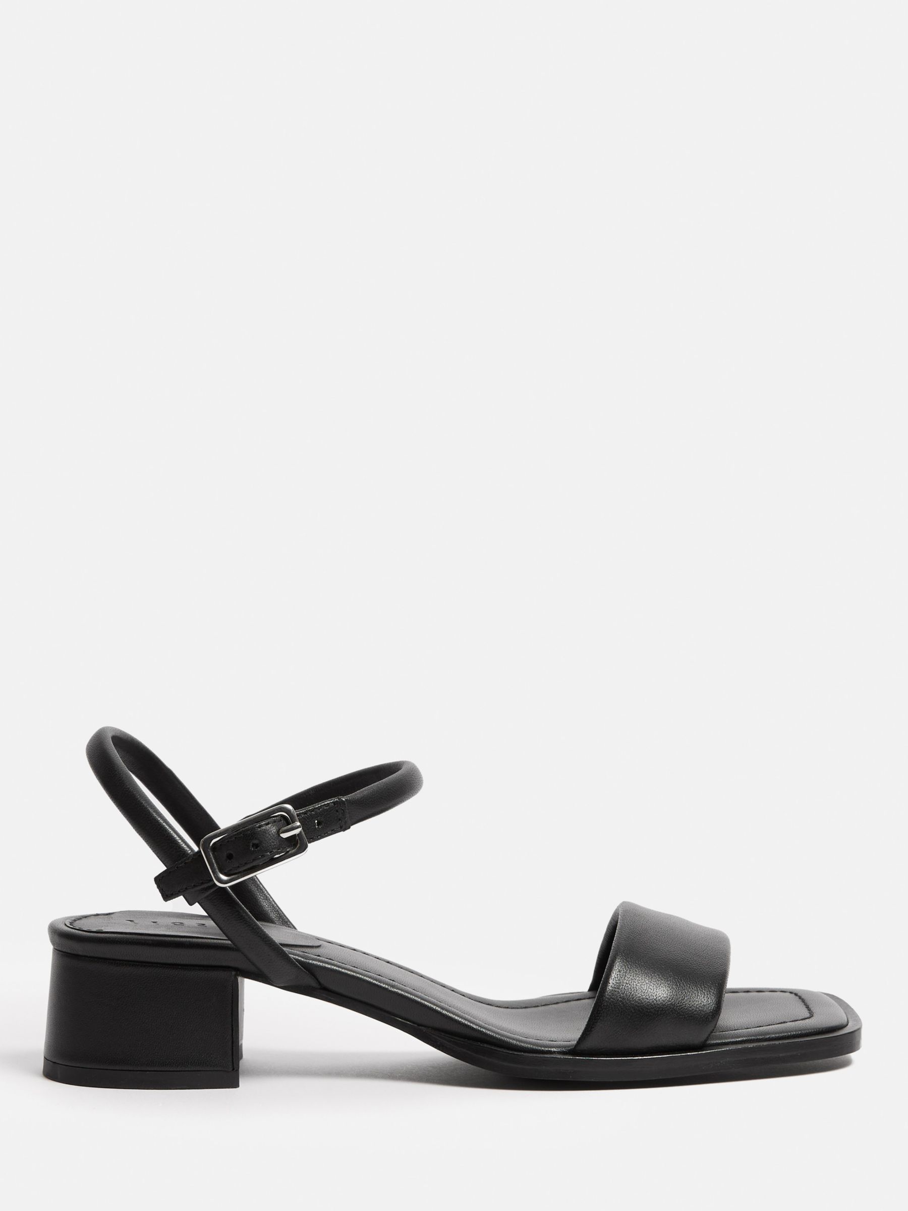 Jigsaw Adel Leather Block Heel Sandals, Black, EU36