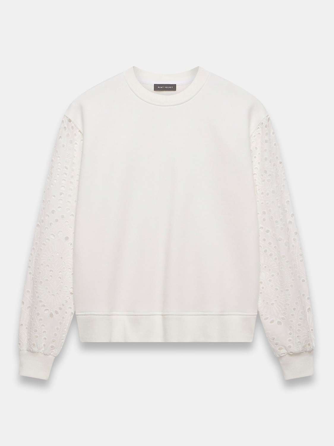 Buy Mint Velvet Broderie Sleeve Sweatshirt, Ivory Online at johnlewis.com