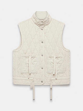 Mint Velvet Washed Quilted Gilet, Cream
