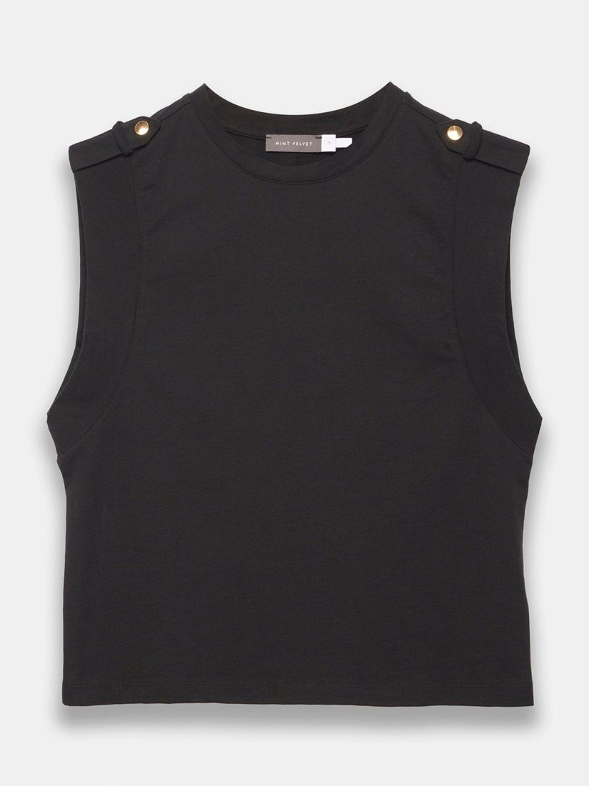 Mint Velvet Utility Cropped T-Shirt, Black, XS