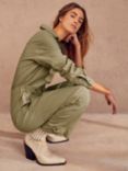 Mint Velvet Utility Zip Jumpsuit, Khaki