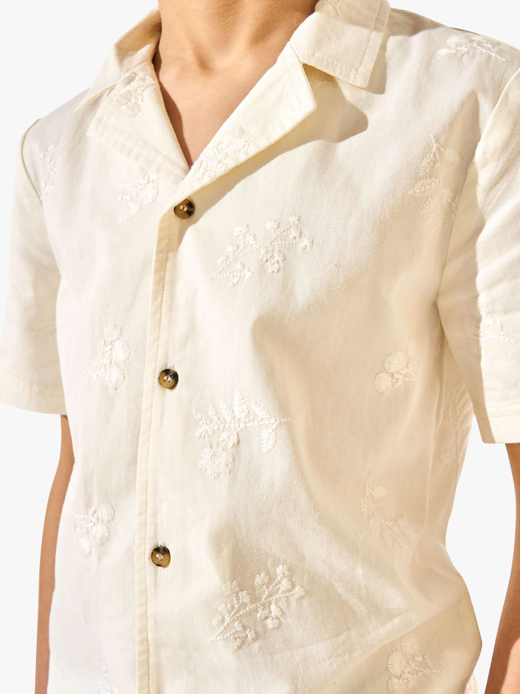 Buy Angel & Rocket Kids' Kit Floral Embroidered Shirt, Cream Online at johnlewis.com