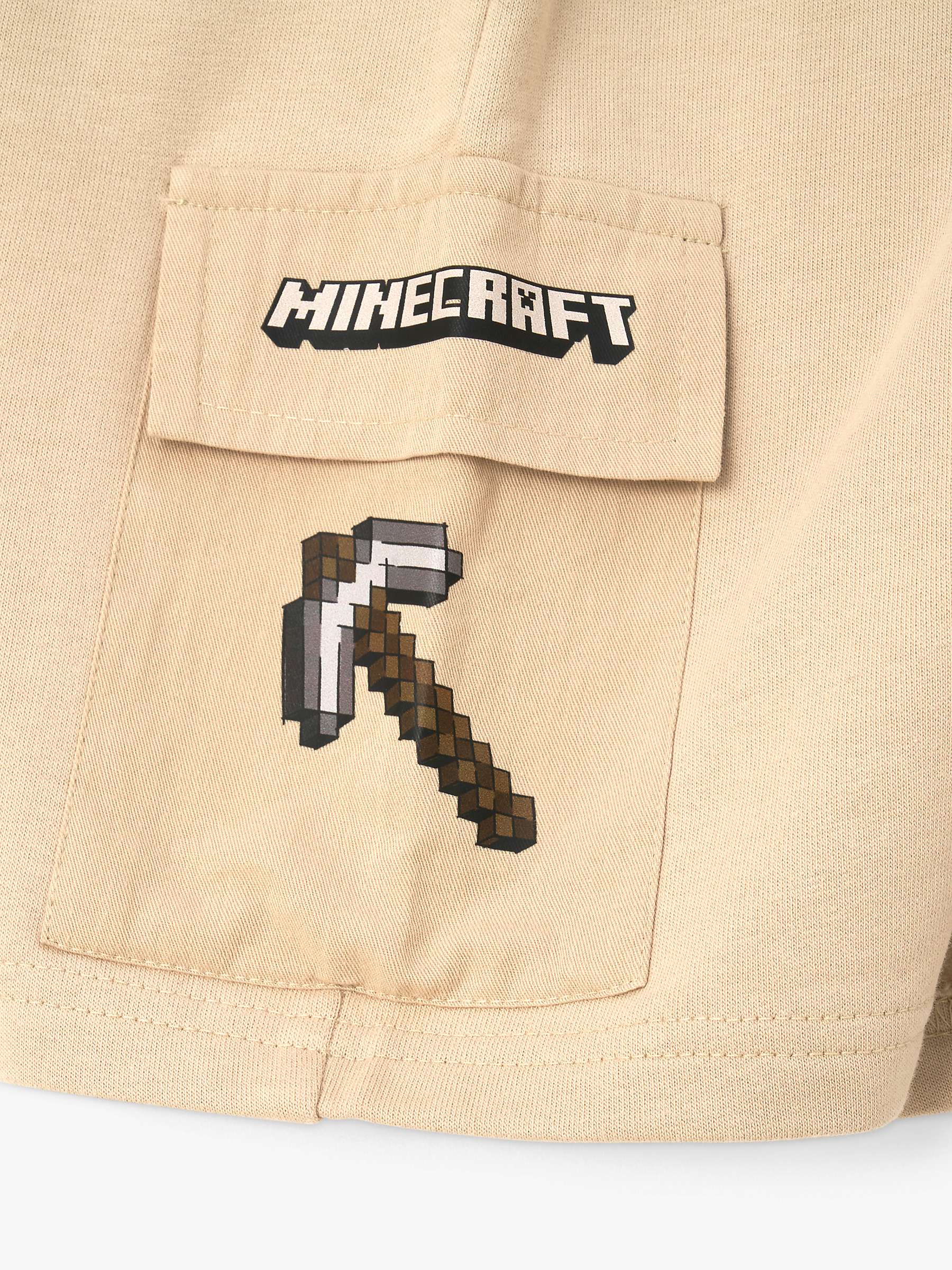 Buy Angel & Rocket Kids' Minecraft Cotton Jersey Cargo Shorts, Stone Online at johnlewis.com