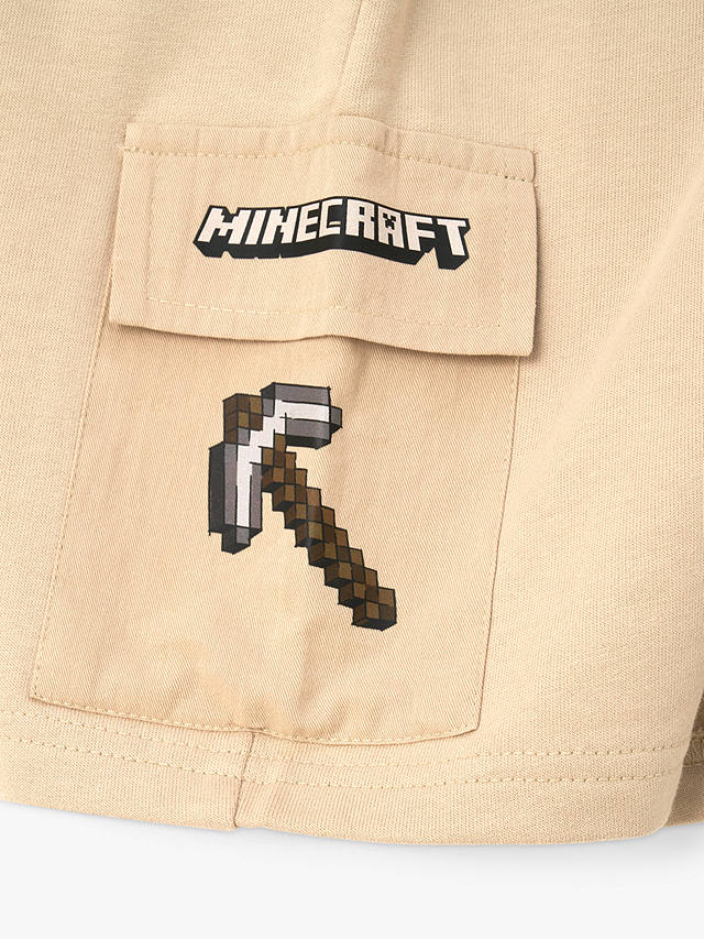 Angel & Rocket Kids' Minecraft Cotton Jersey Cargo Shorts, Stone