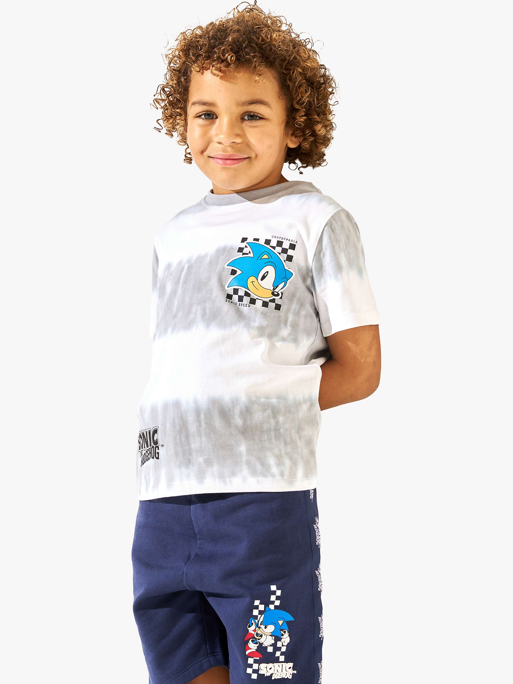 Buy Angel & Rocket Kids' Sonic Graphic Tie Dye T-Shirt, Grey/Multi Online at johnlewis.com