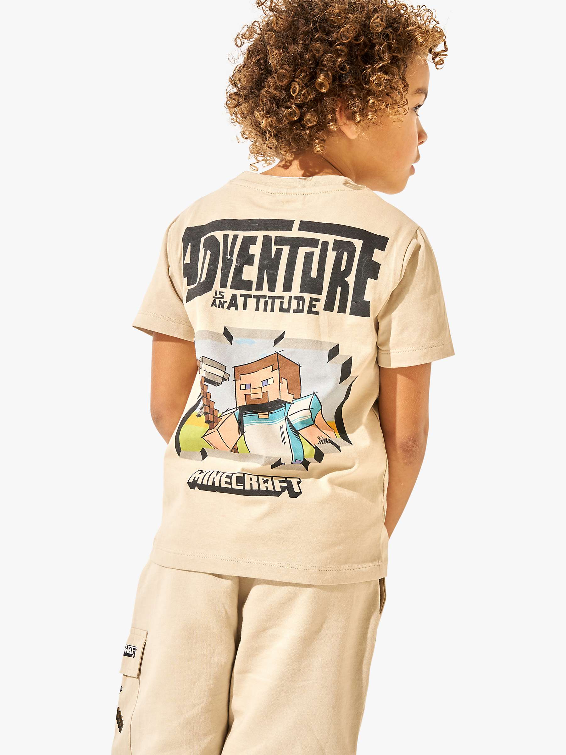Buy Angel & Rocket Kids' Minecraft Back Print T-Shirt, Stone Online at johnlewis.com