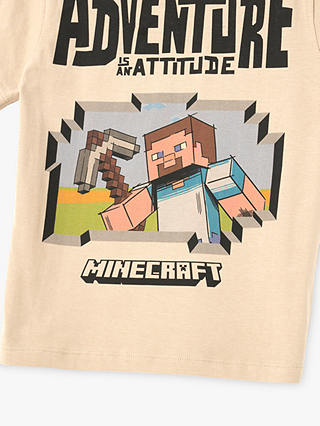 Angel & Rocket Kids' Minecraft Back Print T-Shirt, Stone