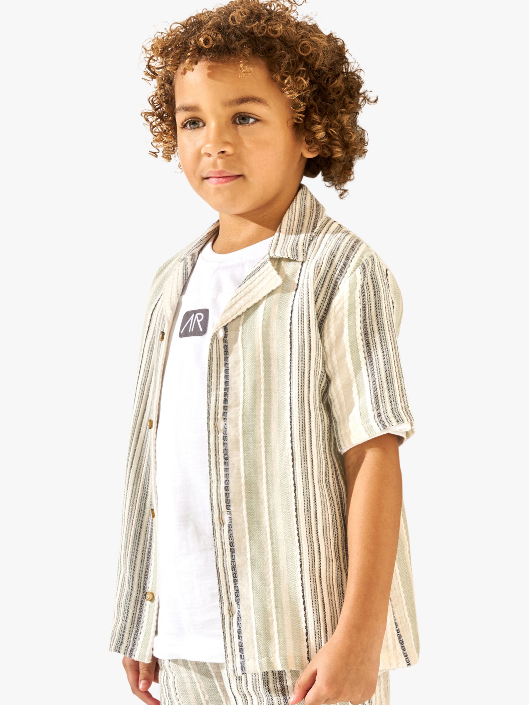 Buy Angel & Rocket Kids' Moaksy Textured Stripe Resort Shirt, Multi Online at johnlewis.com