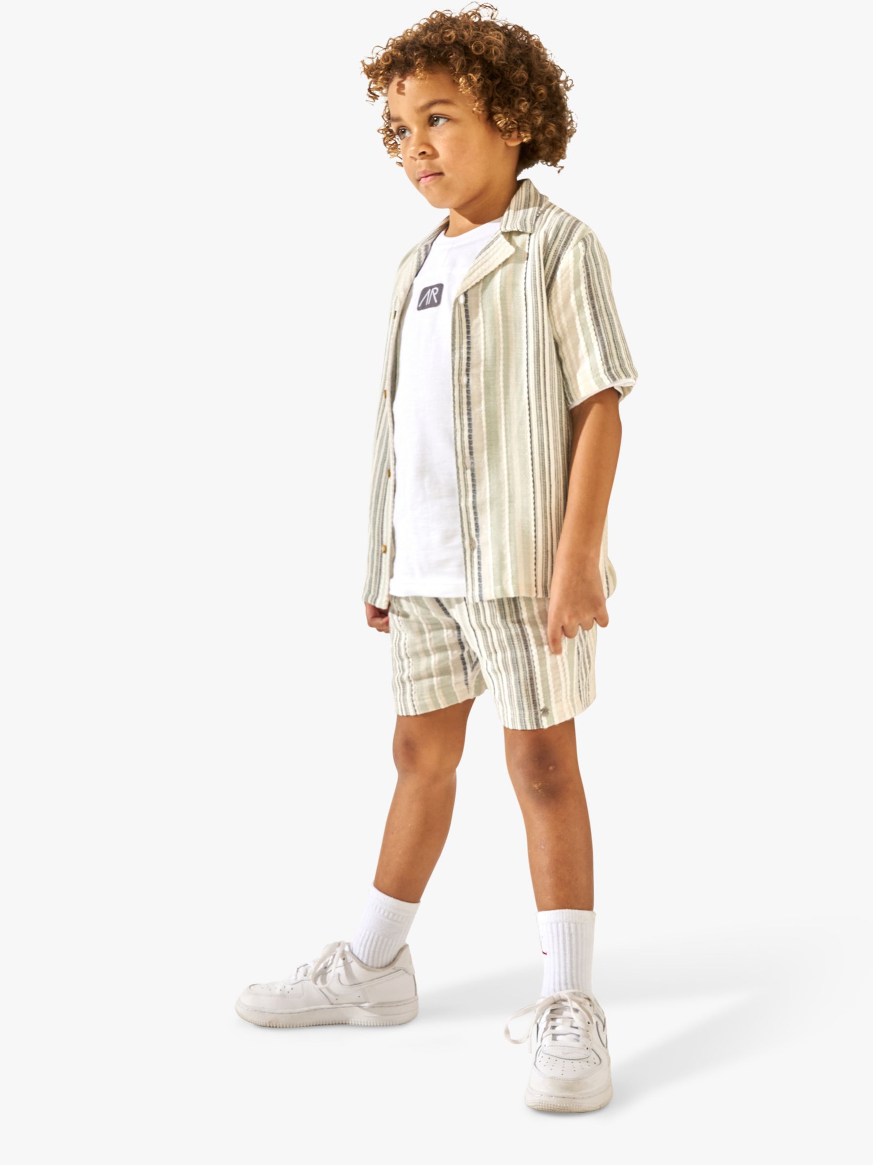 Buy Angel & Rocket Kids' Moaksy Textured Stripe Resort Shirt, Multi Online at johnlewis.com