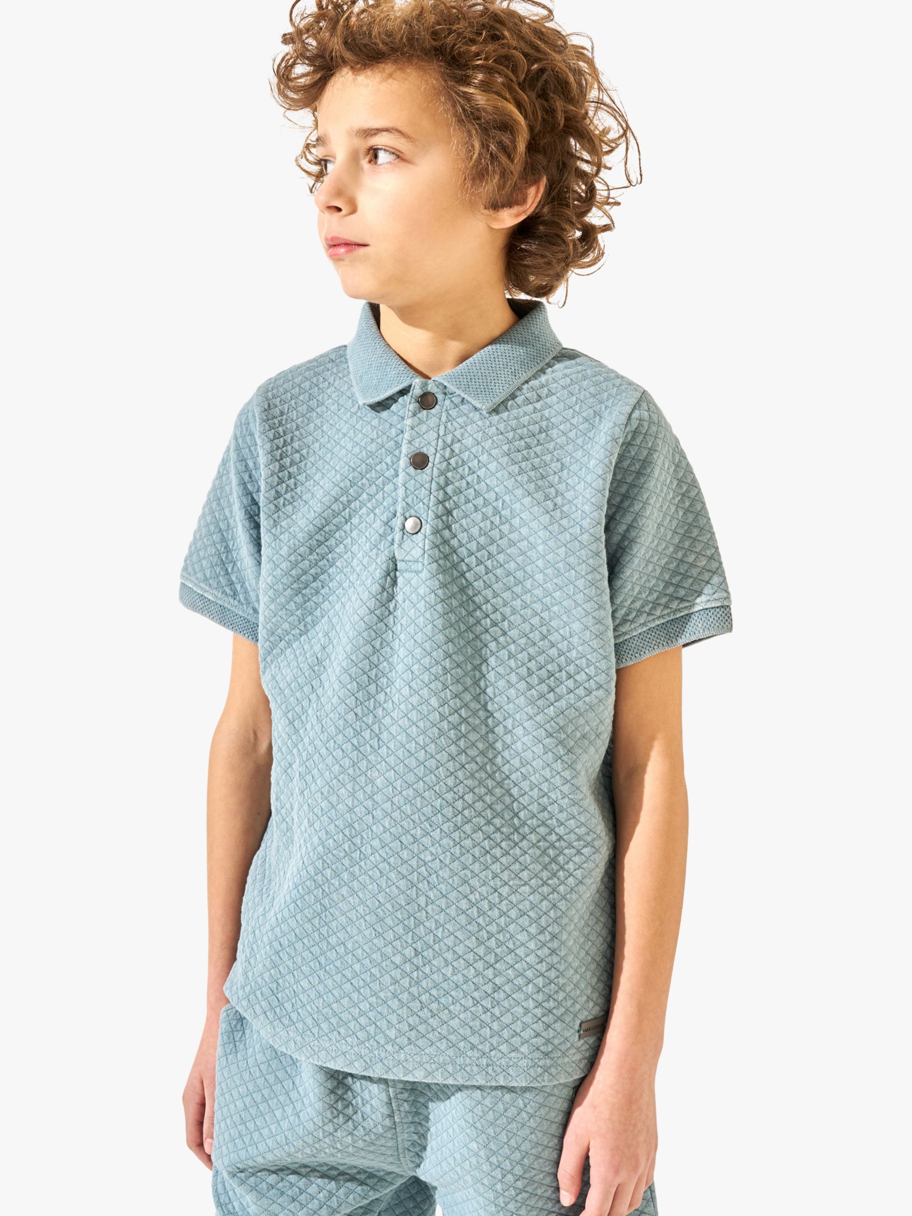 Angel & Rocket Kids' Rex Jersey Textured Wash Polo Shirt, Blue, 3-4 years