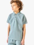 Angel & Rocket Kids' Rex Jersey Textured Wash Polo Shirt, Blue