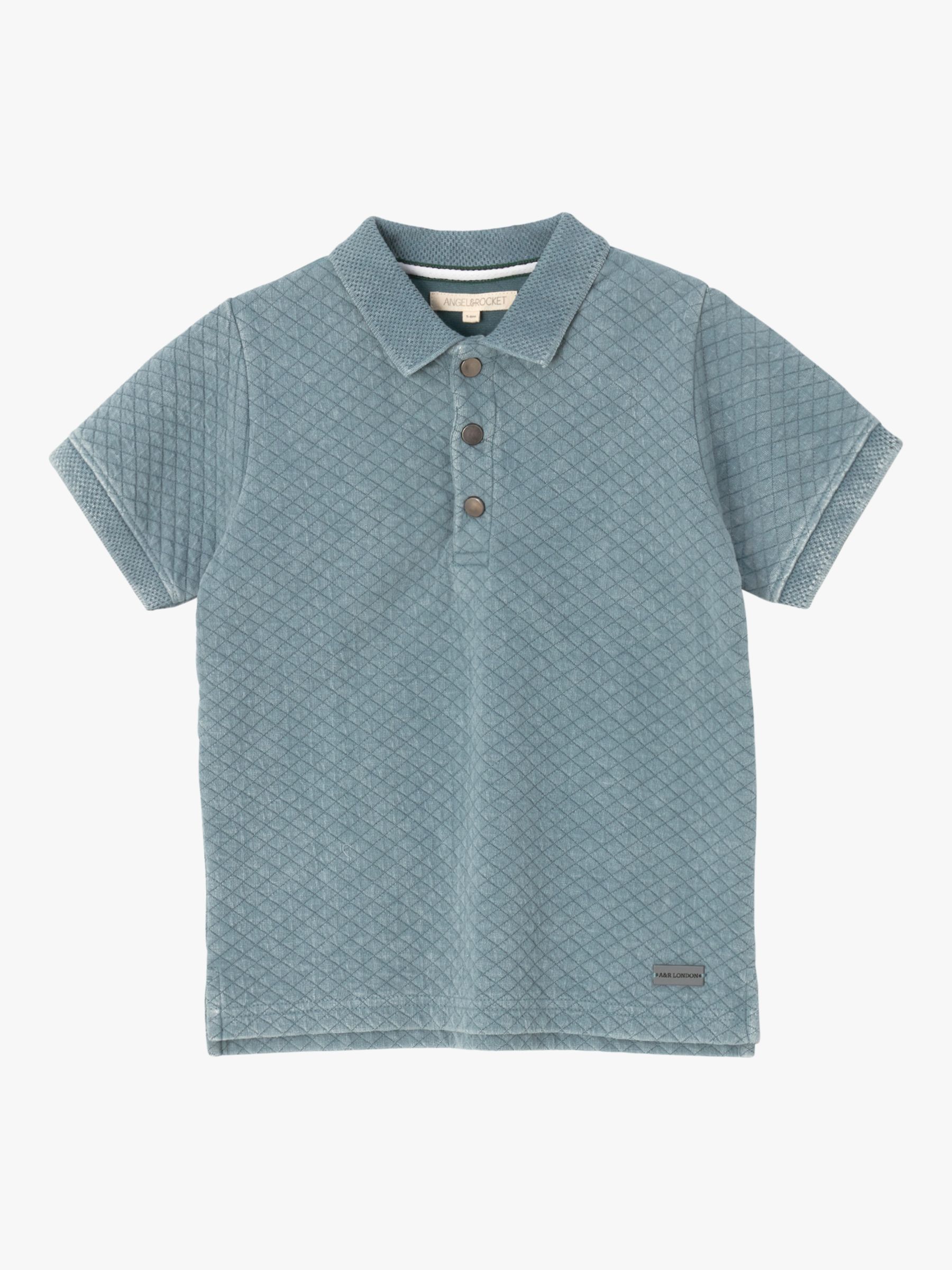 Buy Angel & Rocket Kids' Rex Jersey Textured Wash Polo Shirt, Blue Online at johnlewis.com