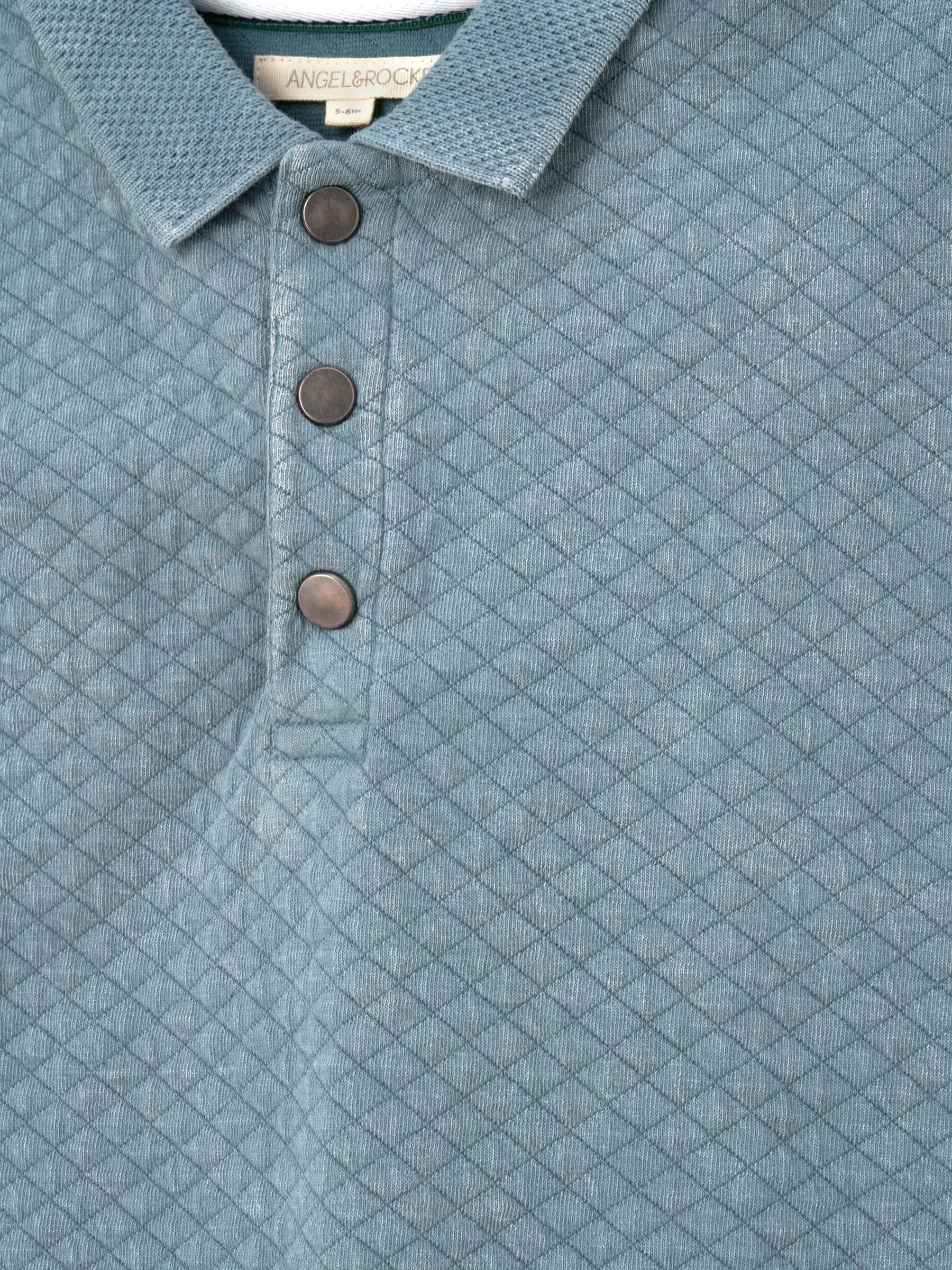 Buy Angel & Rocket Kids' Rex Jersey Textured Wash Polo Shirt, Blue Online at johnlewis.com