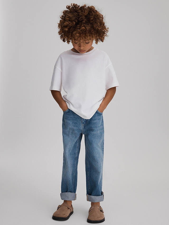 Reiss Kids' Ronnie Loose Fit Jeans, Mid Blue