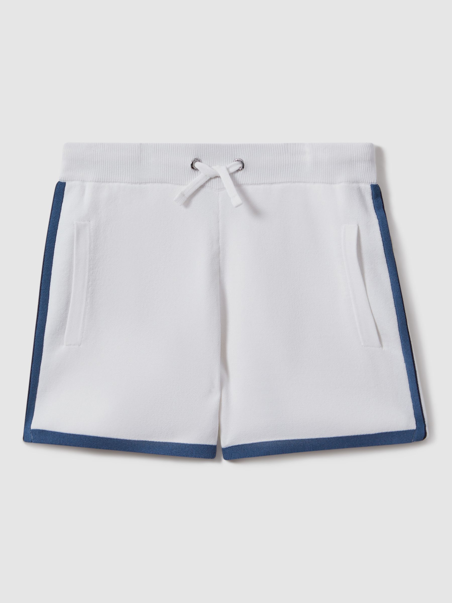 Reiss Kids' Heddon Tipping Drawstring Shorts, White, 3-4 years