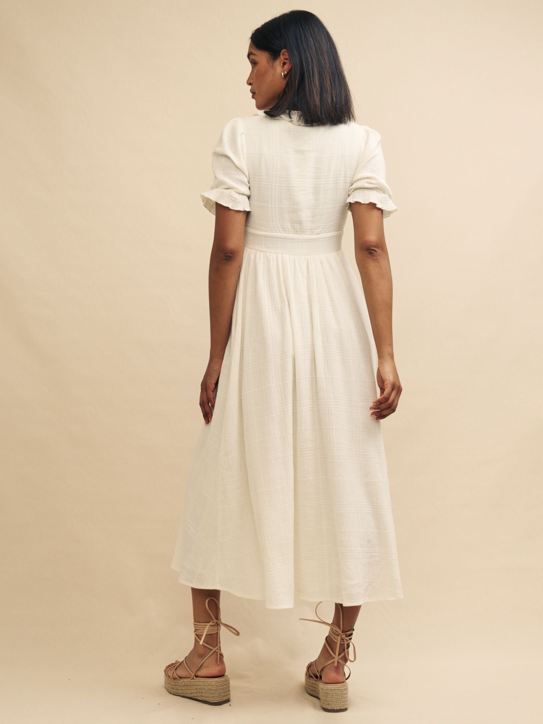 Nobody's Child Flossie Textured Check Midi Dress, White, 6