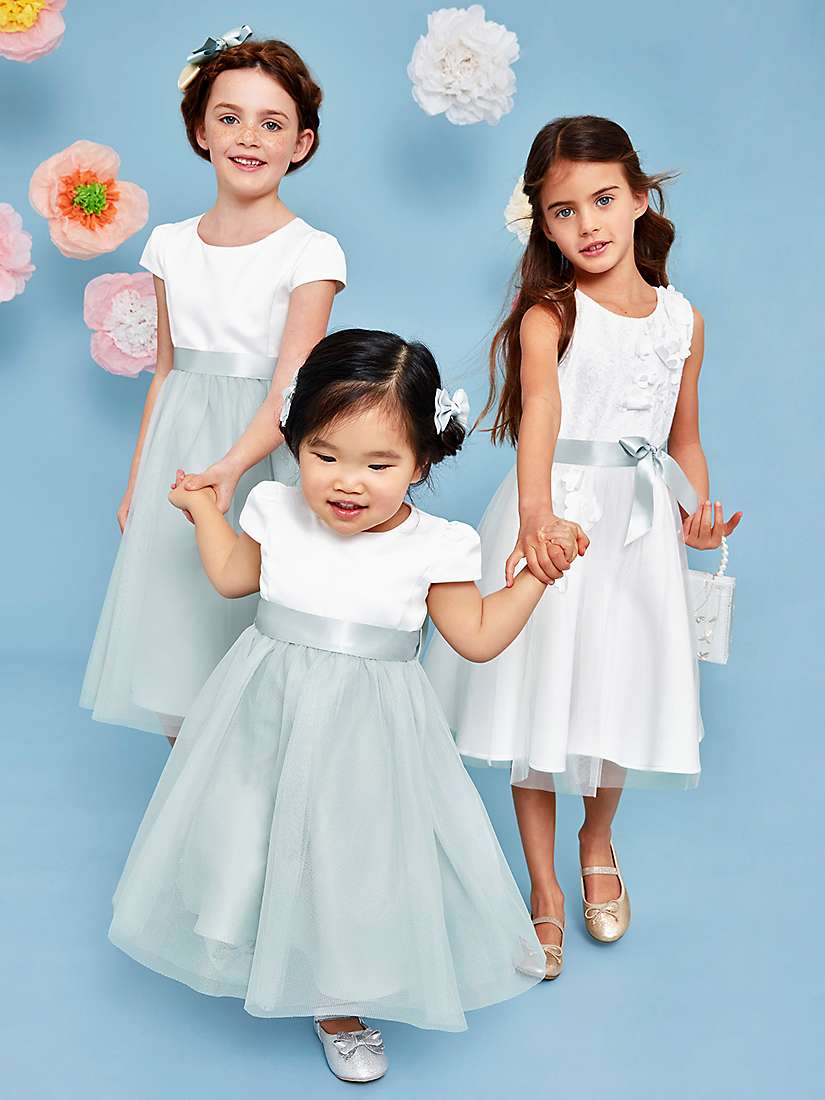 Buy Monsoon Baby Tulle Bow Detail Bridesmaid Dress, Sage Online at johnlewis.com