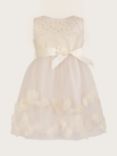 Monsoon Baby Amber Rose 3D Bow Detail Occasion Dress, Gold