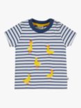 Frugi Baby Ennis Organic Cotton Duck Embroidered Stripe T-Shirt, Navy/White, Navy/White