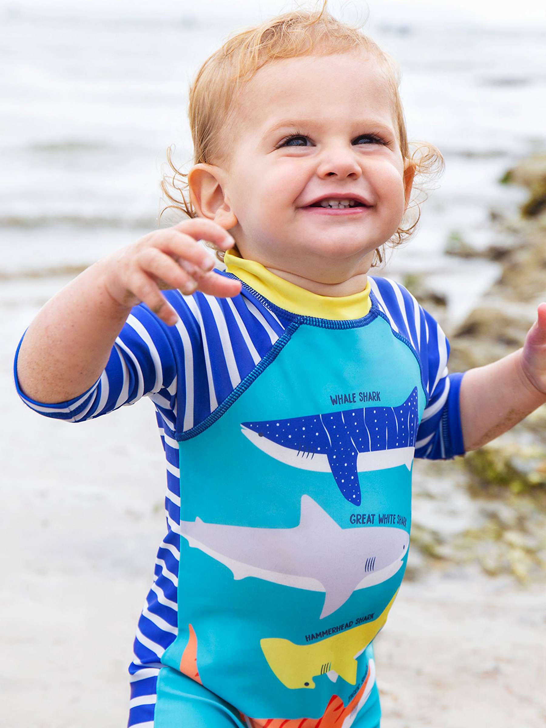 Buy Frugi Baby Shark Little Sun Safe Suit, Tropical Sea/Yellow Online at johnlewis.com