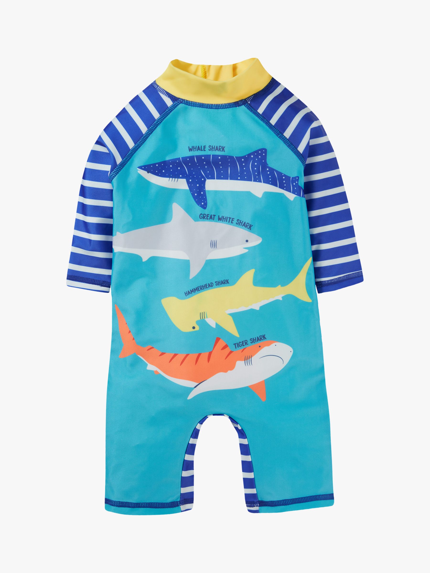 Frugi Baby Shark Little Sun Safe Suit, Tropical Sea/Yellow, 0-6 months