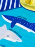 Frugi Baby Shark Little Sun Safe Suit, Tropical Sea/Yellow, Tropical Sea/Yellow