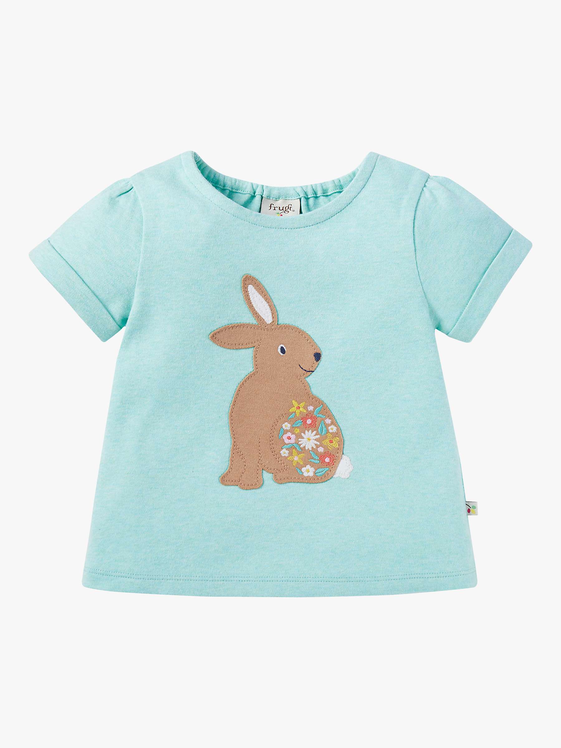 Buy Frugi Baby Evie Organic Cotton Rabbit Applique T-Shirt, Spring Mint Marl Online at johnlewis.com