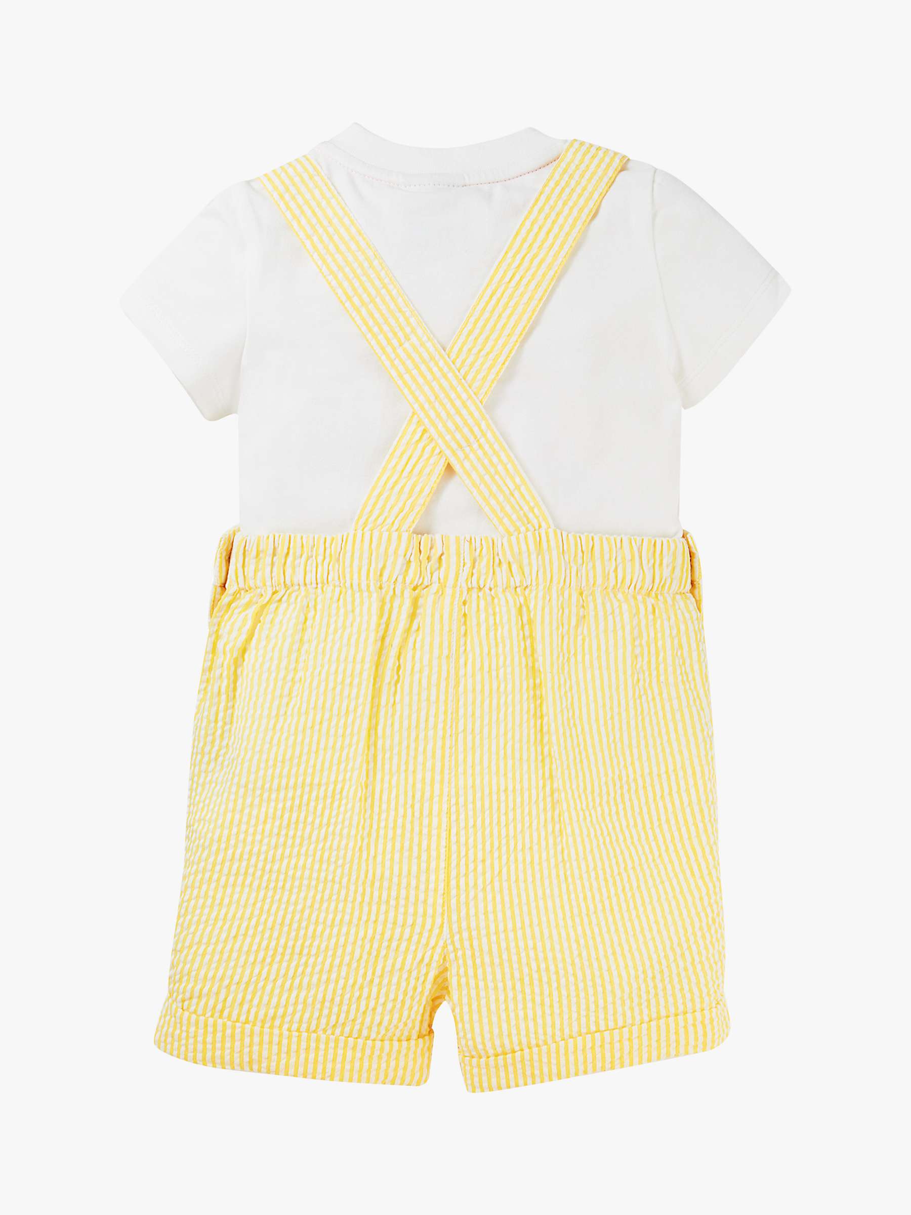 Buy Frugi Baby Godrevy Organic Cotton Duck Applique Dungaree Outfit, Dandelion/White Online at johnlewis.com