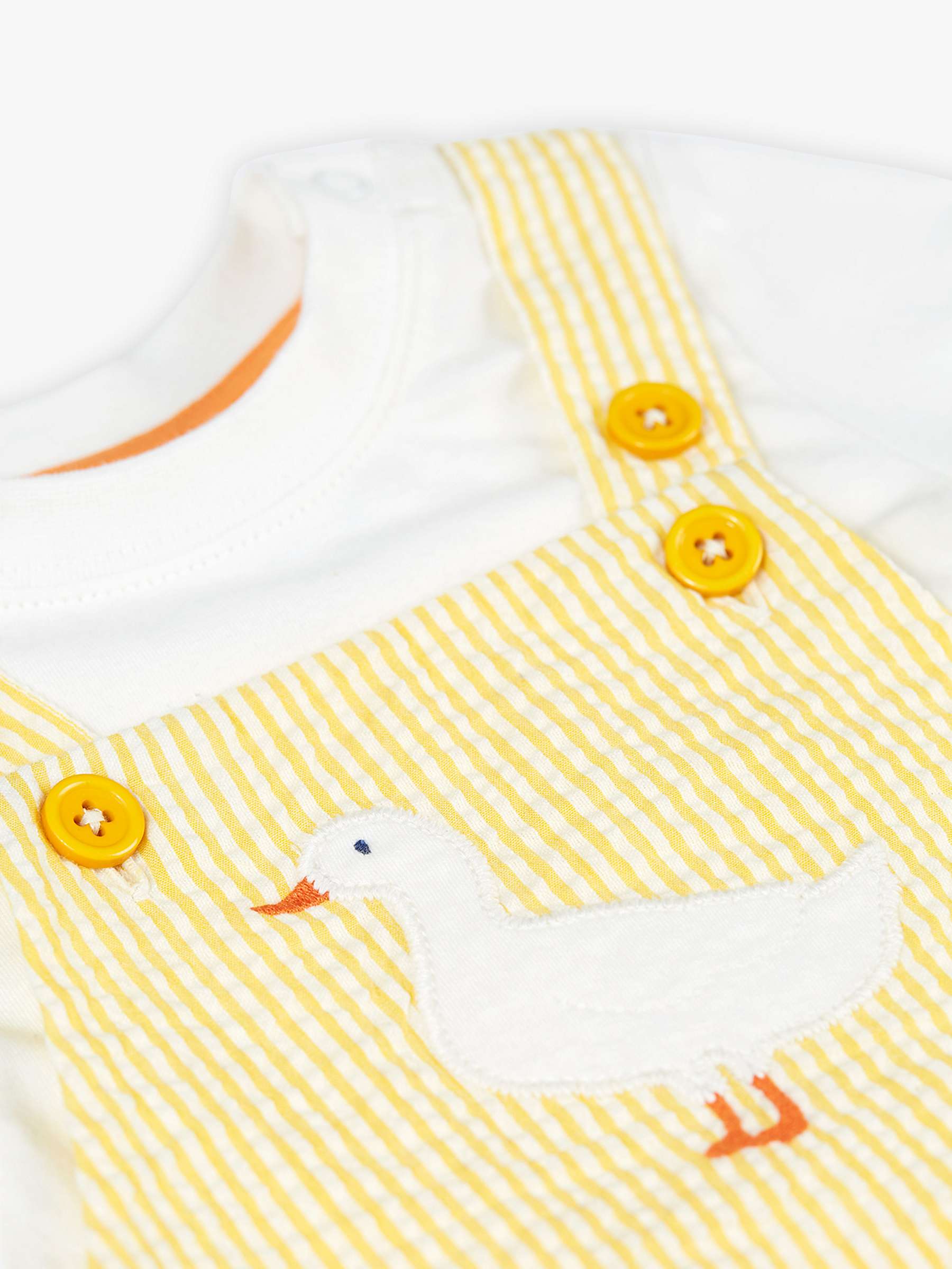 Buy Frugi Baby Godrevy Organic Cotton Duck Applique Dungaree Outfit, Dandelion/White Online at johnlewis.com