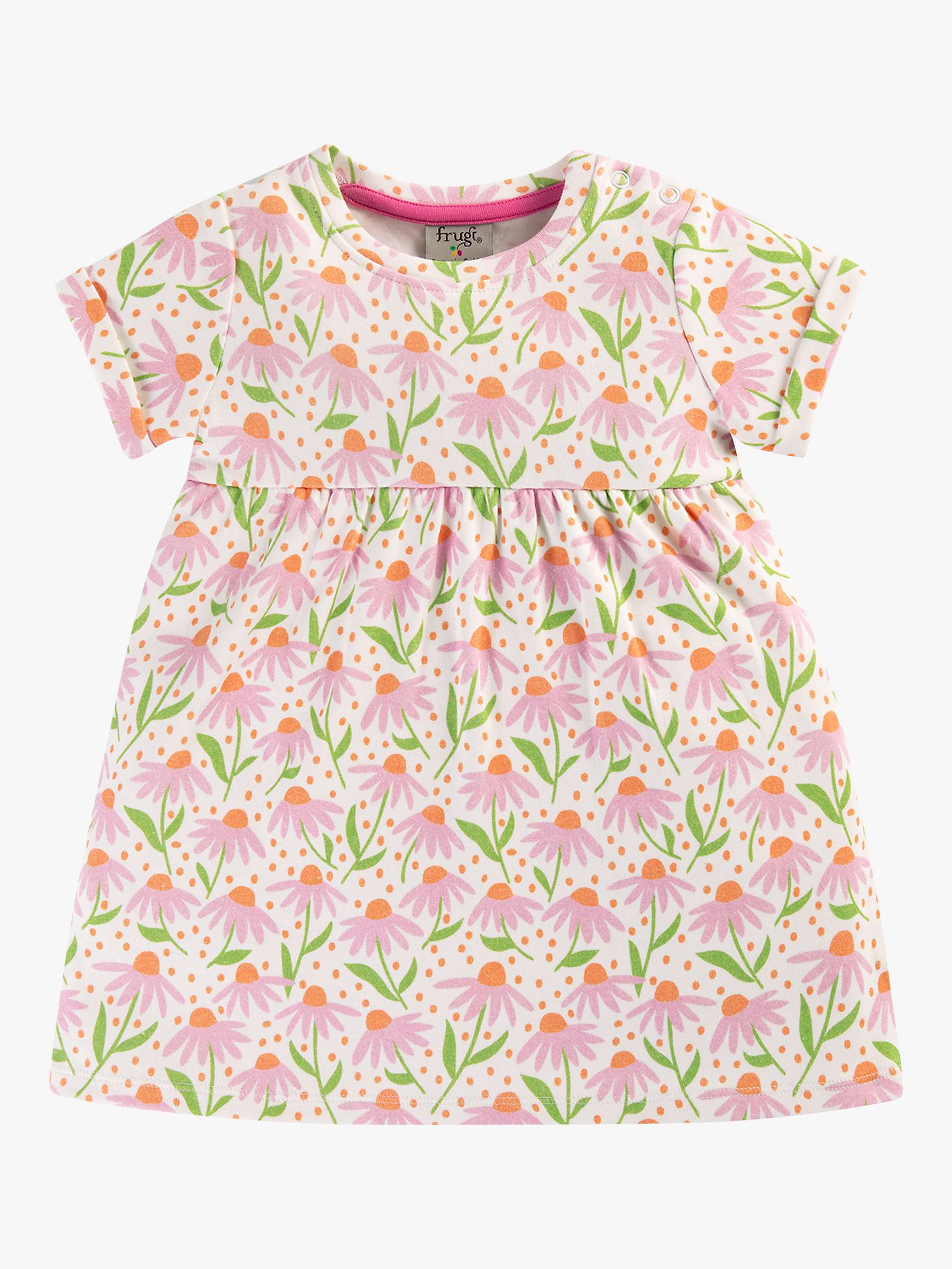 Buy Frugi Tallie Organic Cotton Echinacea Print Dress, White/Multi Online at johnlewis.com
