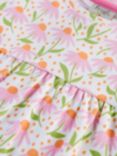 Frugi Tallie Organic Cotton Echinacea Print Dress, White/Multi, White/Multi