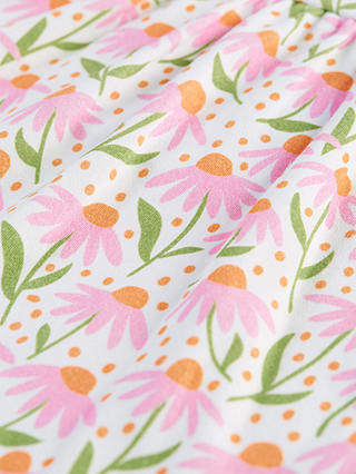 Frugi Tallie Organic Cotton Echinacea Print Dress, White/Multi