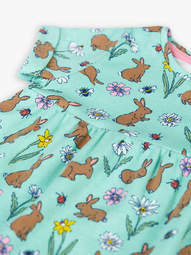 Frugi Baby Tallie Organic Cotton Riverine Rabbits Dress, Green