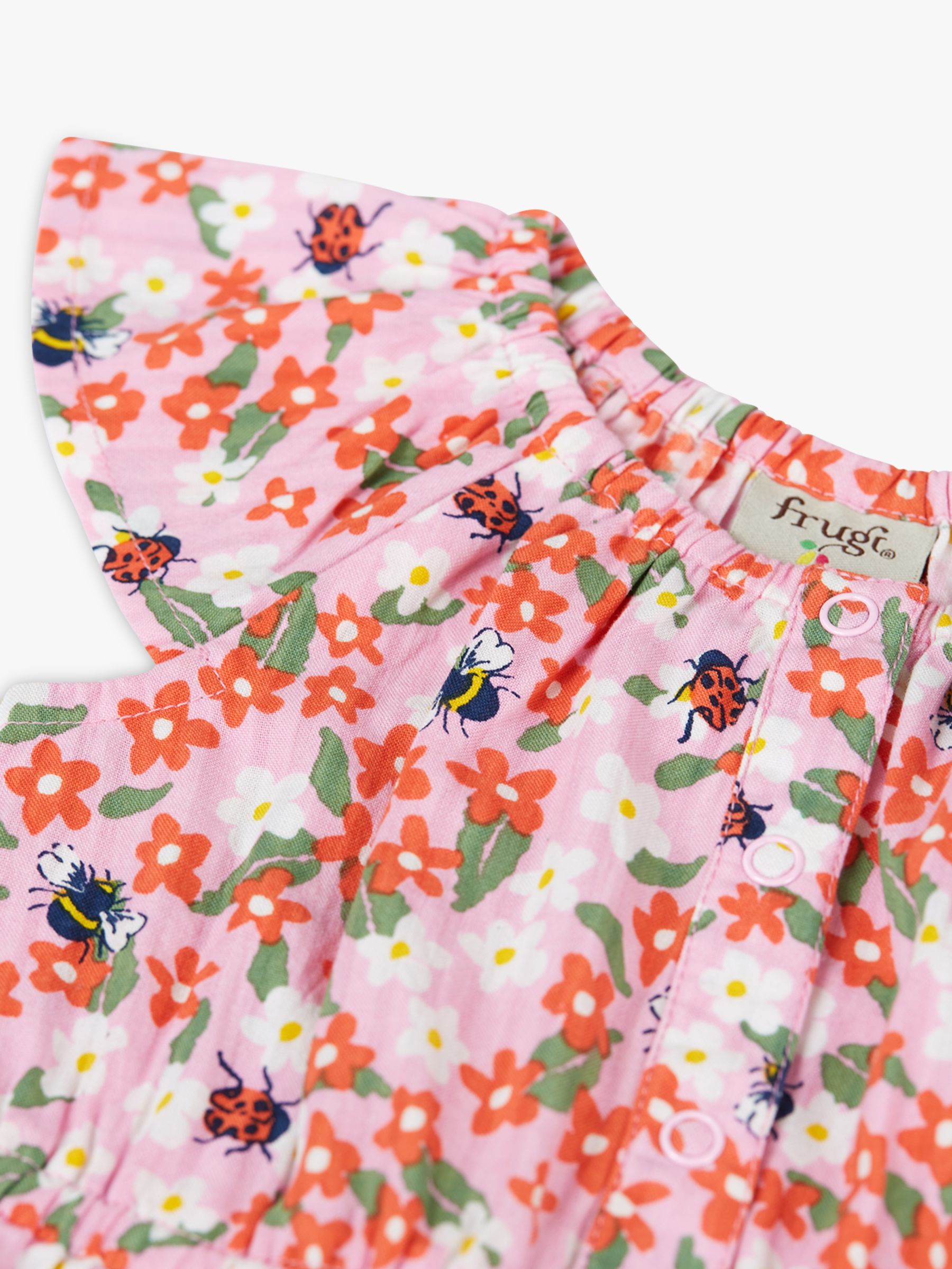 Buy Frugi Baby Martha Organic Cotton Floral Fun Playsuit, Pink/Multi Online at johnlewis.com