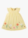 Frugi Baby Devon Dandelion Seersucker Body Dress, Yellow/Multi, Yellow/Multi