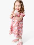 Frugi Baby Lowen Floral Fun Seersucker Dress, Pink/Multi, Pink/Multi