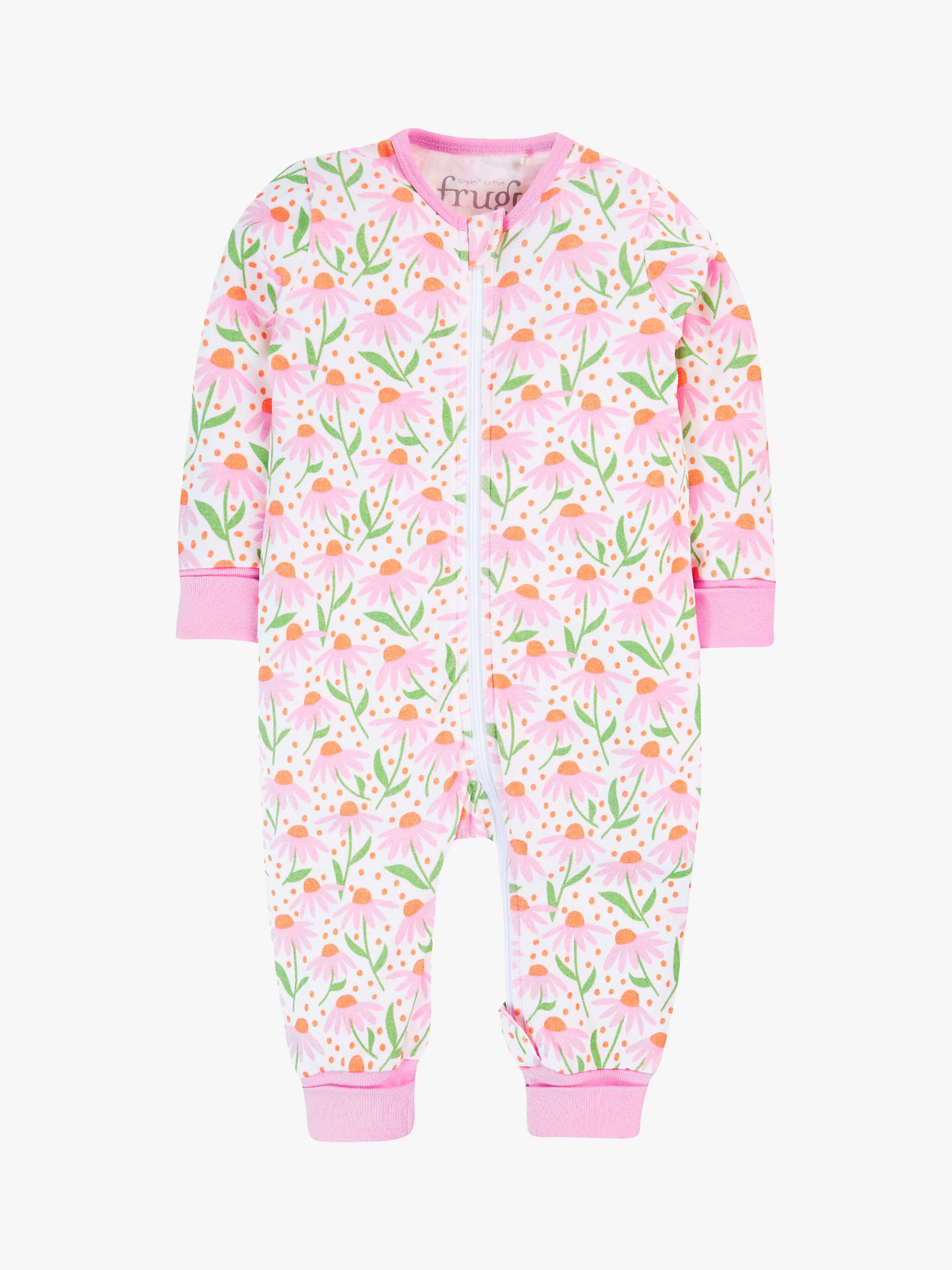 Buy Frugi Baby Zelah Echinacea Zip Up All In One, White/Multi Online at johnlewis.com