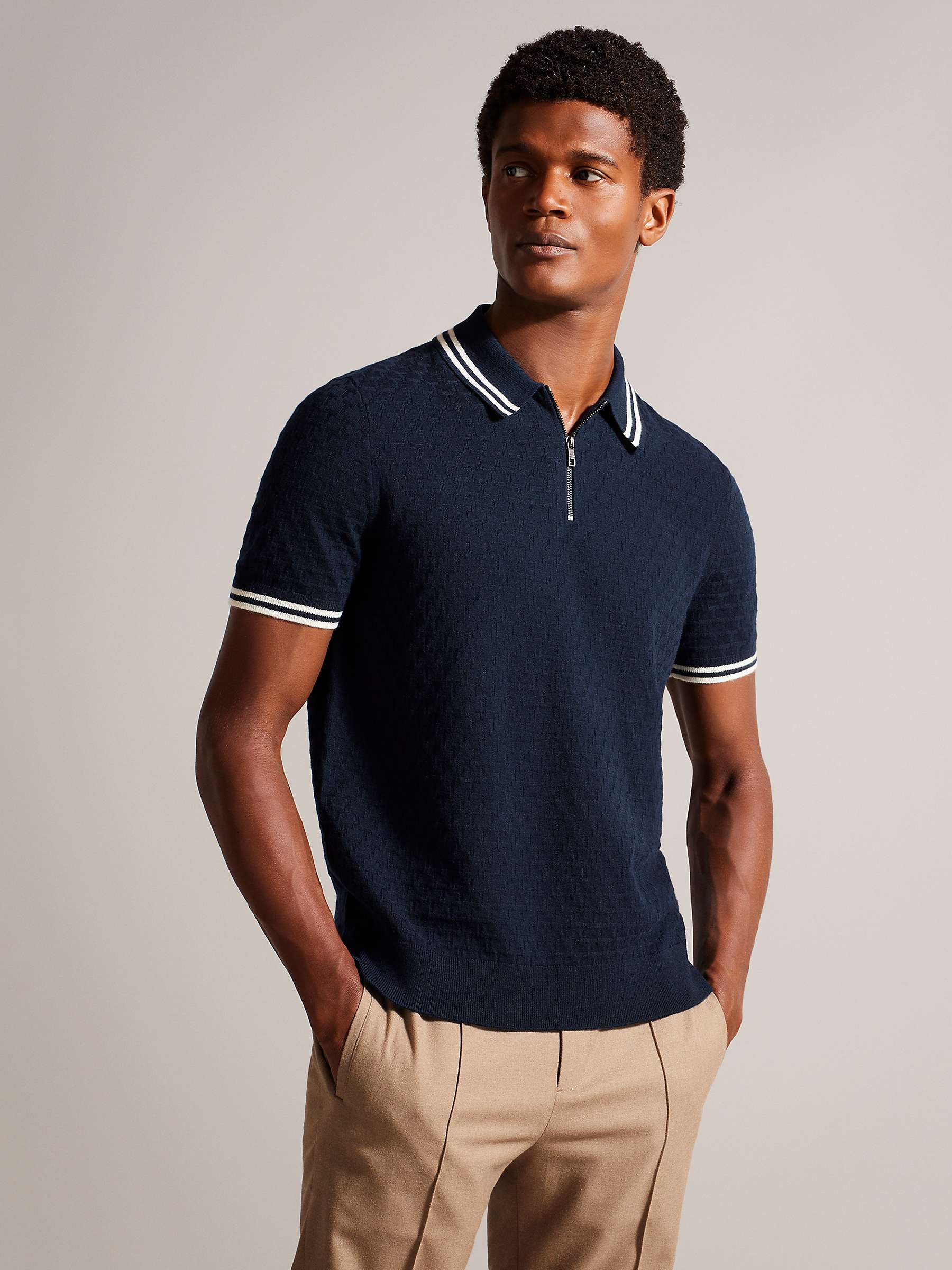 Buy Ted Baker Mahani Short Sleeve T Stitched Half Zip Polo Shirt Online at johnlewis.com