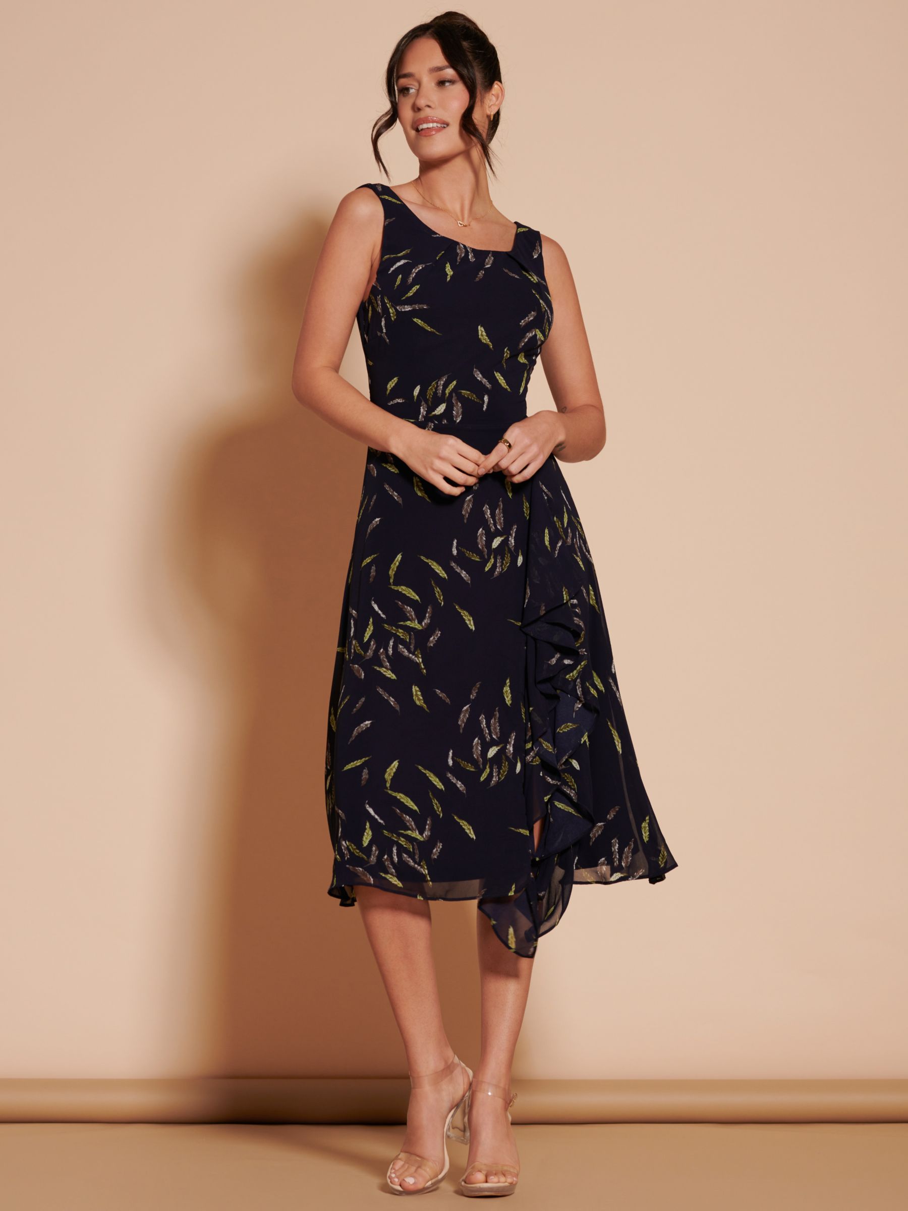 Buy Jolie Moi Printed Chiffon Midi Dress, Navy/Multi Online at johnlewis.com