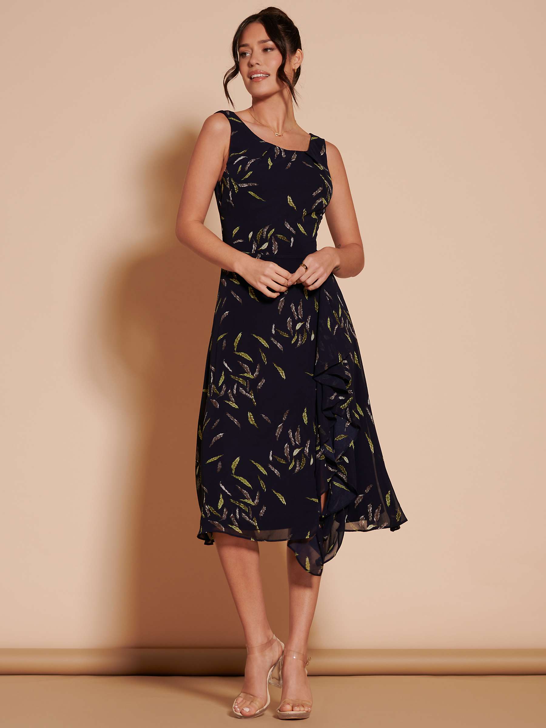 Buy Jolie Moi Printed Chiffon Midi Dress, Navy/Multi Online at johnlewis.com