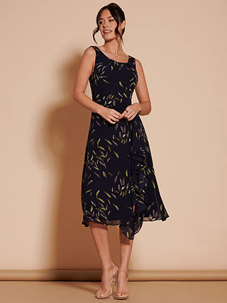 Jolie Moi Printed Chiffon Midi Dress, Navy/Multi