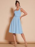 Jolie Moi Belted Swing Midi Dress, Blue