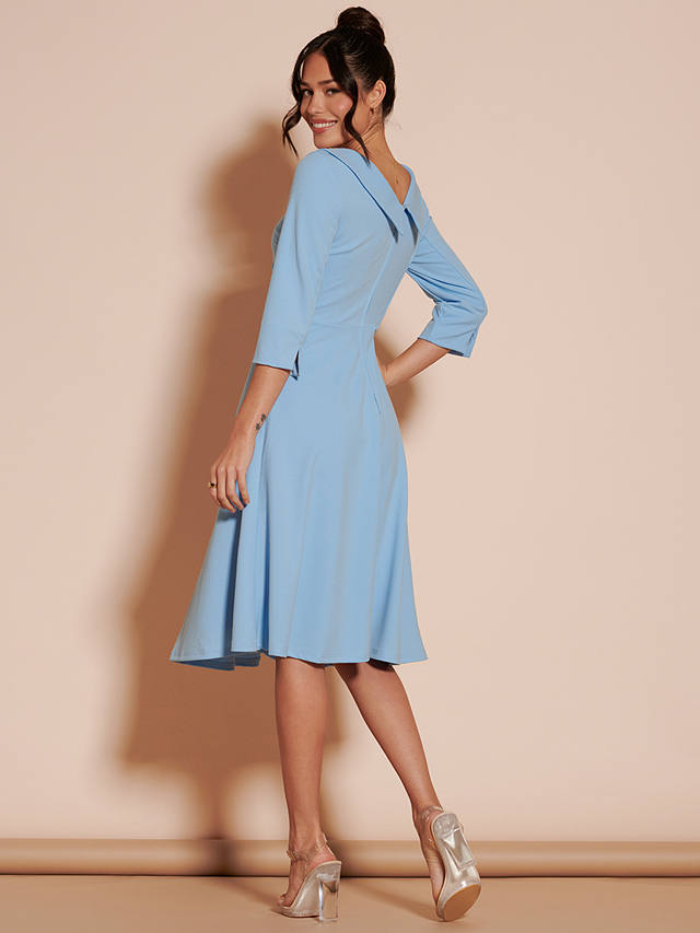 Jolie Moi Fold Neck Midi Dress, Light Blue
