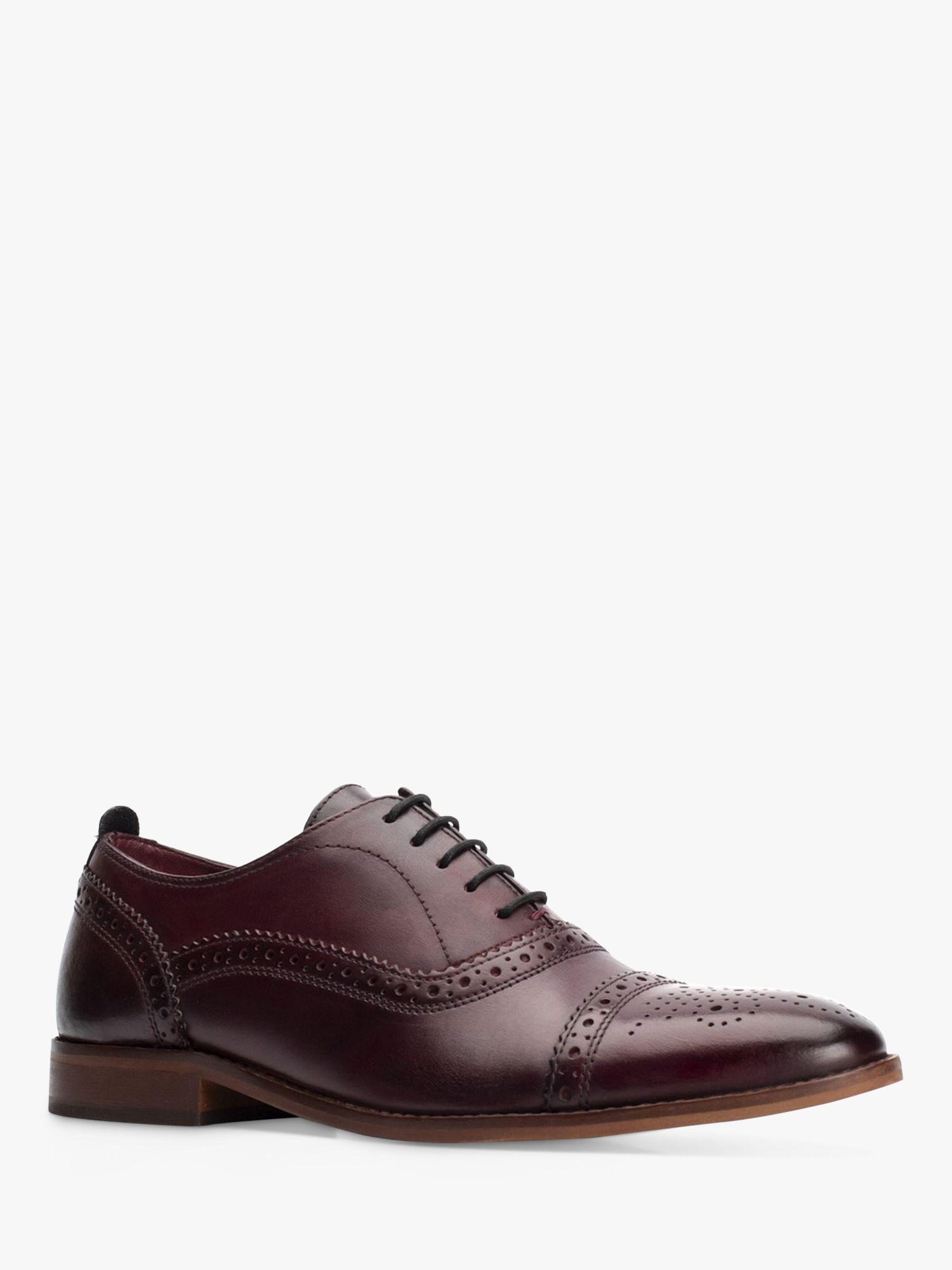 Buy Base London Cast Washed Leather Oxford Shoes, Dark Red Online at johnlewis.com