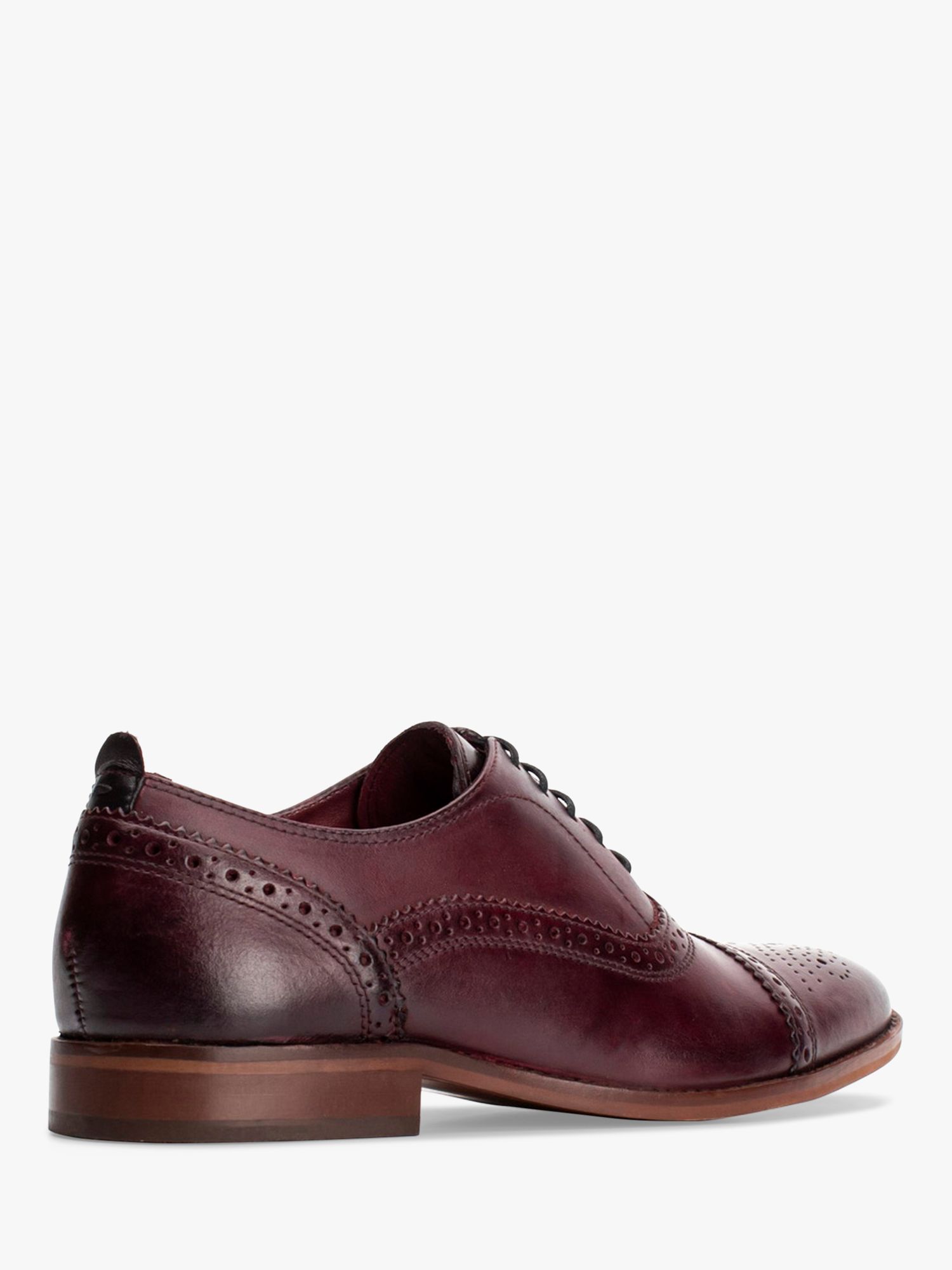 Buy Base London Cast Washed Leather Oxford Shoes, Dark Red Online at johnlewis.com