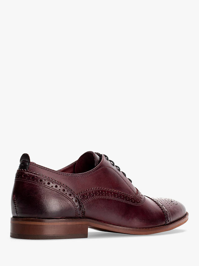 Base London Cast Washed Leather Oxford Shoes, Dark Red
